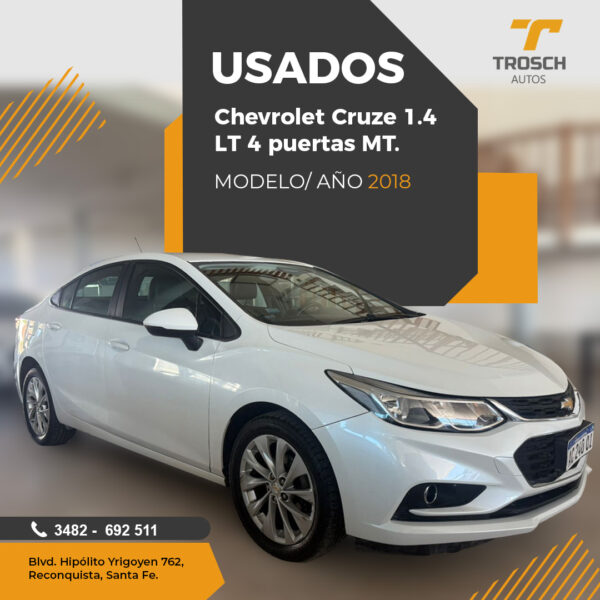 Cruze1.4 LT 4 Ptas MT. Modelo Año 2018